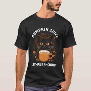 Niedlicher Cat-Purr-Chino Pumpkin Gewürz Cappuccin T-Shirt