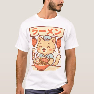 Niedlicher Cat Ramen Shop T - Shirt Japanisch Ka