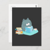 Niedlicher Cat Reading Book Coffee Lover Bookworm Postkarte (Vorne/Hinten)
