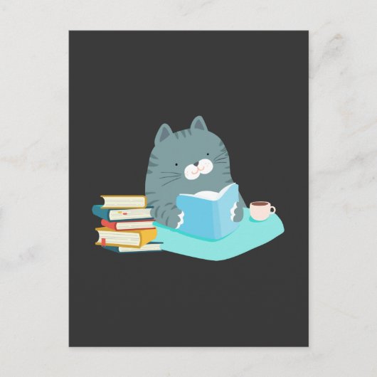 Niedlicher Cat Reading Book Coffee Lover Bookworm Postkarte (Vorderseite)