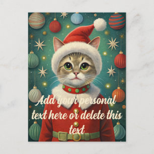Niedlicher Cat Santa Claus Weihnachten Postkarte