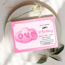 Niedlicher Cat Schriftart Wasserfarbe Rosa Wolke 1 Einladung