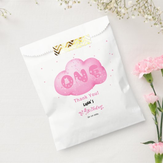 Niedlicher Cat Schriftart Wasserfarbe Rosa Wolke 1 Geschenktütchen (Versiegelt)