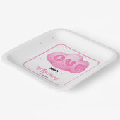 Niedlicher Cat Schriftart Wasserfarbe Rosa Wolke 1 Pappteller (Gewinkelt)