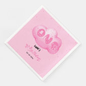 Niedlicher Cat Schriftart Wasserfarbe Rosa Wolke 1 Serviette (Ecke)