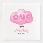 Niedlicher Cat Schriftart Wasserfarbe Rosa Wolke 1 Serviette (Vorderseite)