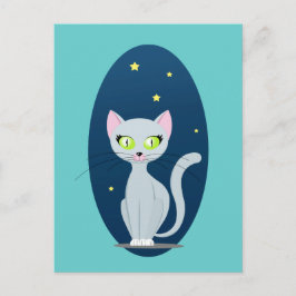 Niedlicher Cat Starry night sky Cartoon mit benutz Postkarte