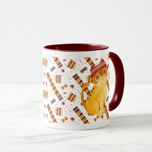 Niedlicher Cat Strick Tasse (VorderseiteRechts)