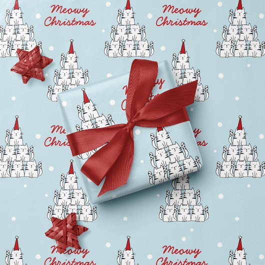 Niedlicher Cat Tree Weihnachten Geschenkpapier Set