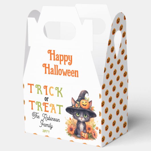 Niedlicher Cat Witz Trick oder Treat Halloween Geschenkschachtel (Geöffnet)