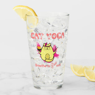Niedlicher Cat Yoga - "atmen, reinigen" Glas