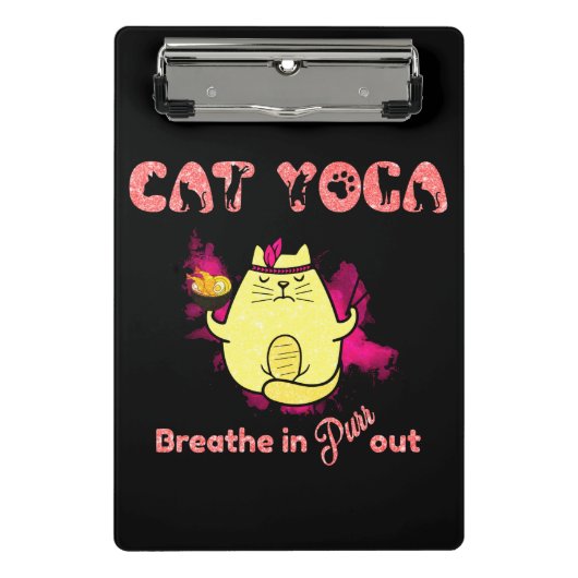 Niedlicher Cat Yoga - "atmen, reinigen" Mini Klemmbrett (Vorderseite)