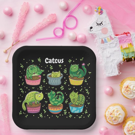 Niedlicher Catcus Pappteller (Party)