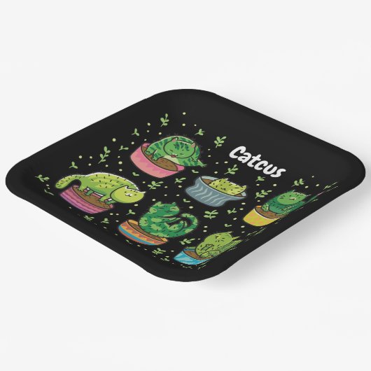 Niedlicher Catcus Pappteller (Gewinkelt)