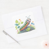Niedlicher Caterpiller mit schönem Gesicht und Fol Quadratischer Aufkleber (Umschlag)