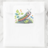 Niedlicher Caterpiller mit schönem Gesicht und Fol Quadratischer Aufkleber (Tasche)