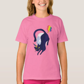 Niedlicher Caticorn schwarze Katzeunicorn-T - T-Shirt