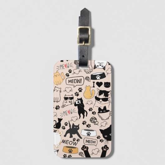 Niedlicher Cat's Meow Luggage Tag Gepäckanhänger (Vorderseite Vertikal)