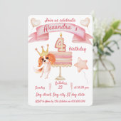 Niedlicher Cavalier mit Kuchen feiern vierten Gebu Einladung (Stehend Vorderseite)