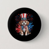 Niedlicher Cavapoo Dog Patriotic Hat Independence Button (Vorderseite)
