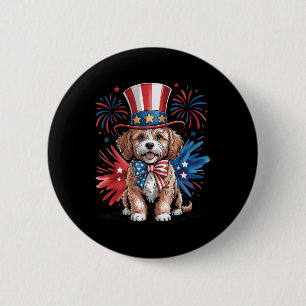 Niedlicher Cavapoo Dog Patriotic Hat Independence Button
