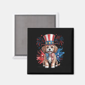 Niedlicher Cavapoo Dog Patriotic Hat Independence Magnet (Vorderseite/Rückseite)
