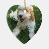 NIEDLICHER CAVAPOO WELPE KERAMIKORNAMENT (Rechts)