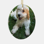 NIEDLICHER CAVAPOO WELPE KERAMIKORNAMENT (Rechts)