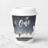 Niedlicher Celestial Birthday Stars Watercolor Boy Pappbecher (Rückseite)