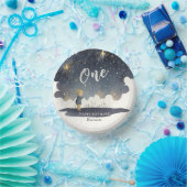 Niedlicher Celestial Birthday Stars Watercolor Boy Pappteller (Party)