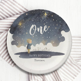 Niedlicher Celestial Birthday Stars Watercolor Boy Pappteller