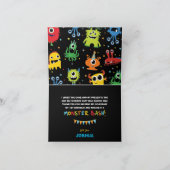 Niedlicher Chalkboard Kleine Monster Junge Geburts Dankeskarte (Innenseite)