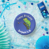 Niedlicher Chamäleon, der einen Bug-Cartoon fängt Pappteller (Party)