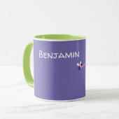 Niedlicher Chamäleon, der einen Bug-Cartoon fängt Tasse (Vorderseite Links)