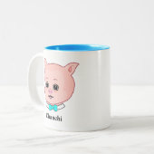 Niedlicher Chanchi Pig Cartoon Zwei-Tonen-Kaffee-T Zweifarbige Tasse (Vorderseite Links)