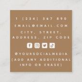 Niedlicher Chat Coffee Shop Funny Pate Social Medi Quadratische Visitenkarte (Rückseite)