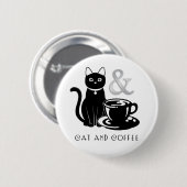Niedlicher Chat Lover Kaffee Lover Schwarz und Wei Button (Vorne & Hinten)