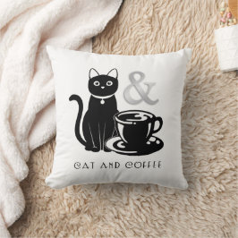 Niedlicher Chat Lover Kaffee Lover Schwarz und Wei Kissen