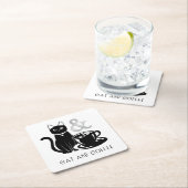 Niedlicher Chat Lover Kaffee Lover Schwarz und Wei Rechteckiger Pappuntersetzer (Vor Ort)