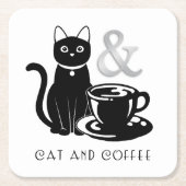 Niedlicher Chat Lover Kaffee Lover Schwarz und Wei Rechteckiger Pappuntersetzer (Vorderseite)