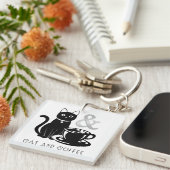 Niedlicher Chat Lover Kaffee Lover Schwarz und Wei Schlüsselanhänger (Vorderseite rechts)