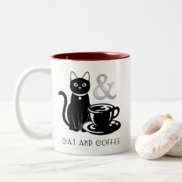 Niedlicher Chat Lover Kaffee Lover Schwarz und Wei Zweifarbige Tasse