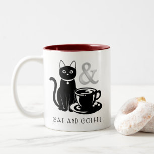 Niedlicher Chat Lover Kaffee Lover Schwarz und Wei Zweifarbige Tasse