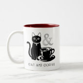 Niedlicher Chat Lover Kaffee Lover Schwarz und Wei Zweifarbige Tasse (Links)