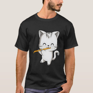 Niedlicher Chat Playing Flute T-Shirt
