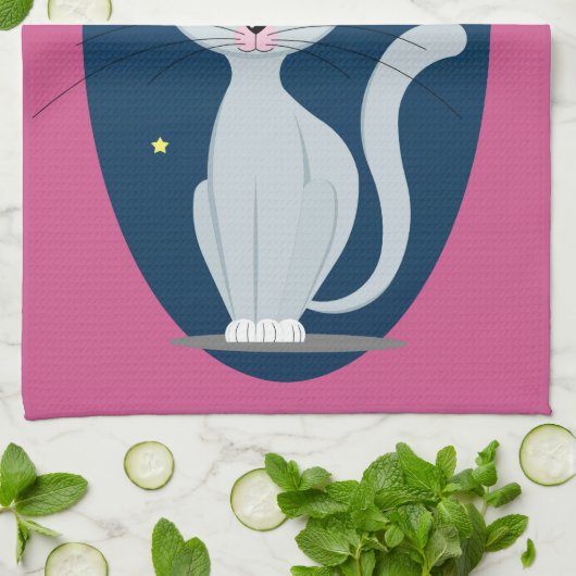 Niedlicher Chat Starry sky Cartoon Rosa benutzerde Küchentuch (Gefaltet)