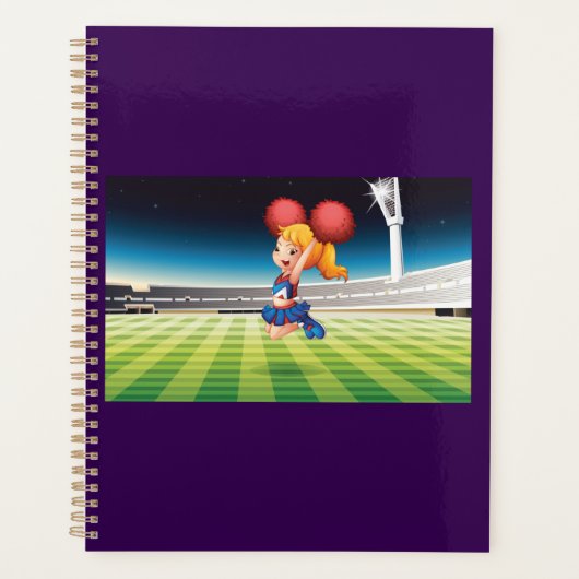 Niedlicher Cheerleader auf dem Sportfeld Planer (Vorderseite)