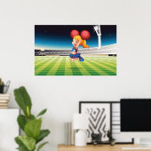 Niedlicher Cheerleader auf dem Sportfeld Poster (Heimbüro)