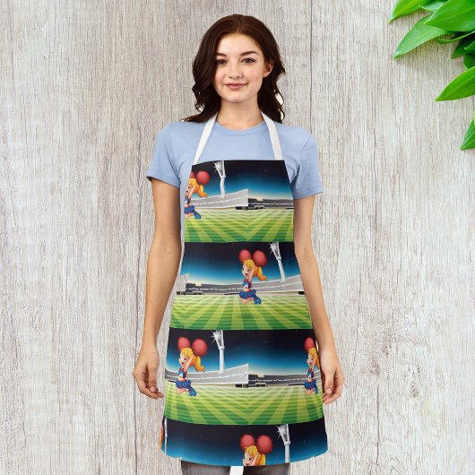 Niedlicher Cheerleader auf dem Sportfeld Schürze