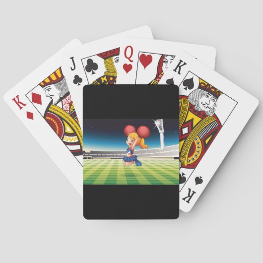 Niedlicher Cheerleader auf dem Sportfeld Spielkarten (Rückseite)